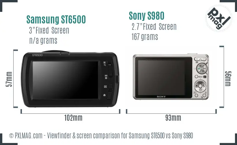 Samsung ST6500 vs Sony S980 Screen and Viewfinder comparison