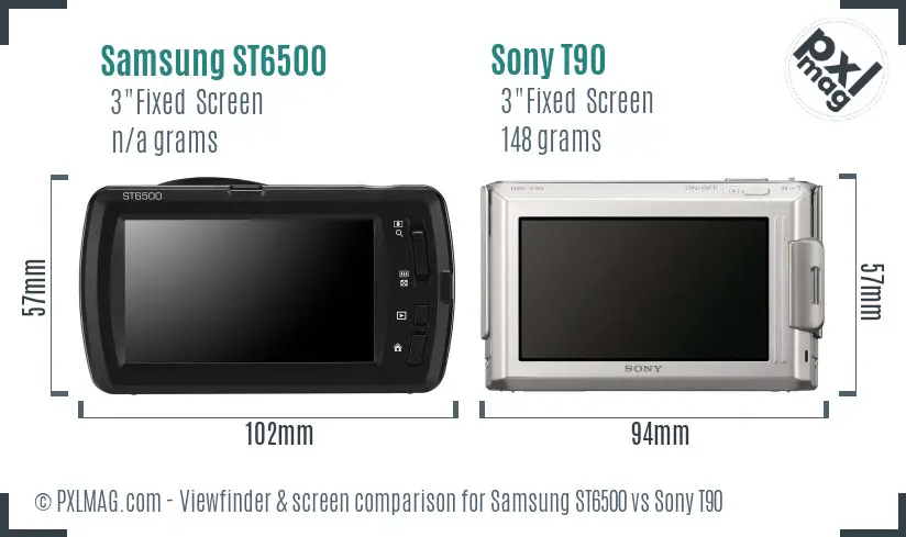 Samsung ST6500 vs Sony T90 Screen and Viewfinder comparison