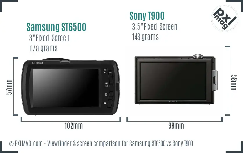 Samsung ST6500 vs Sony T900 Screen and Viewfinder comparison
