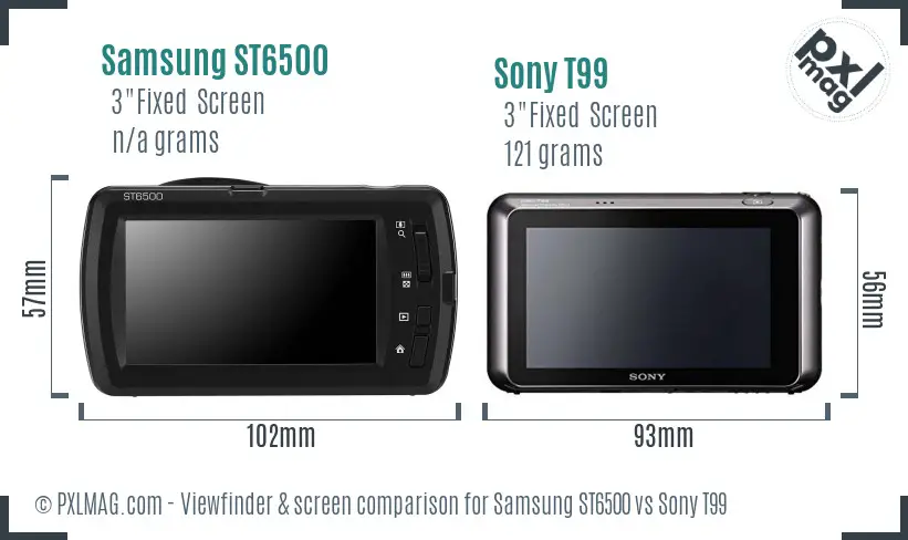 Samsung ST6500 vs Sony T99 Screen and Viewfinder comparison