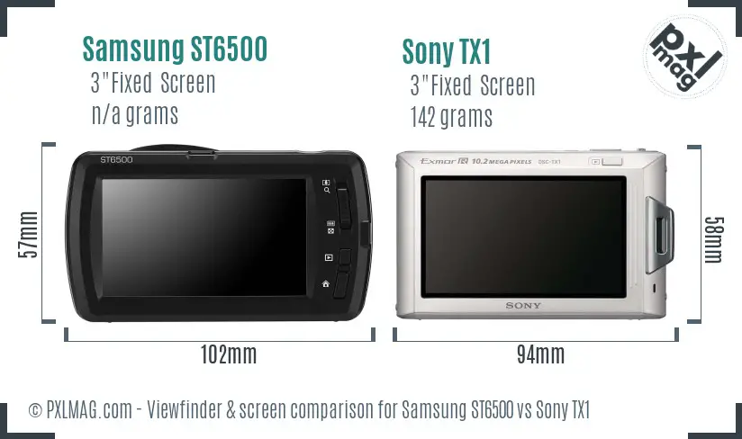 Samsung ST6500 vs Sony TX1 Screen and Viewfinder comparison