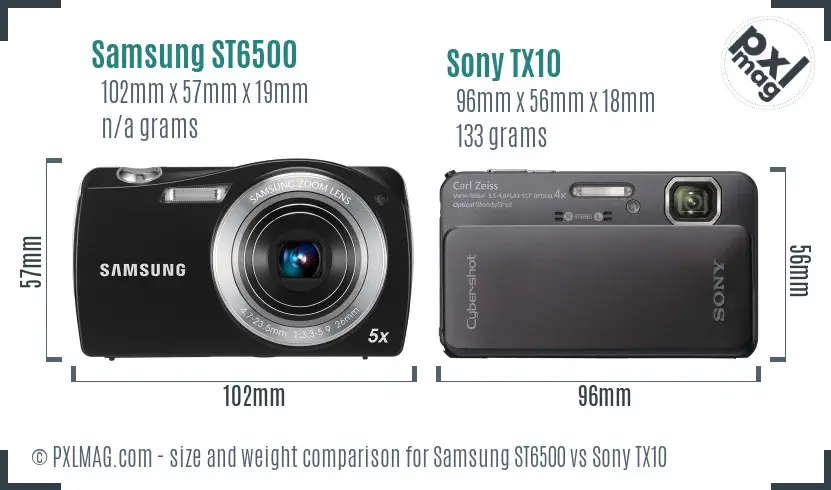 Samsung ST6500 vs Sony TX10 size comparison Samsung ST6500 vs Sony TX10 size comparison