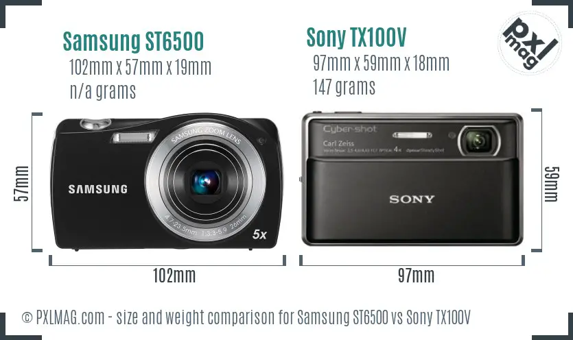 Samsung ST6500 vs Sony TX100V size comparison