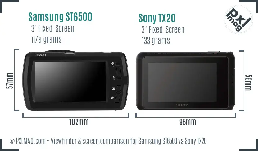 Samsung ST6500 vs Sony TX20 Screen and Viewfinder comparison