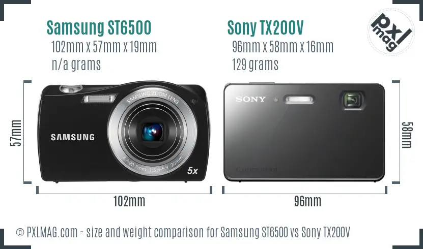 Samsung ST6500 vs Sony TX200V size comparison
