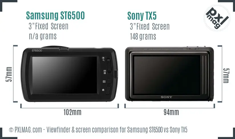 Samsung ST6500 vs Sony TX5 Screen and Viewfinder comparison