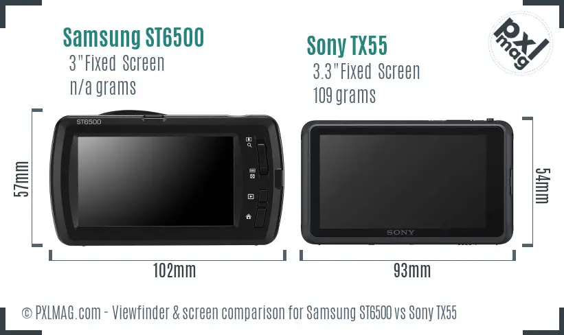 Samsung ST6500 vs Sony TX55 Screen and Viewfinder comparison
