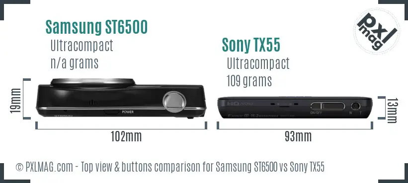 Samsung ST6500 vs Sony TX55 top view buttons comparison