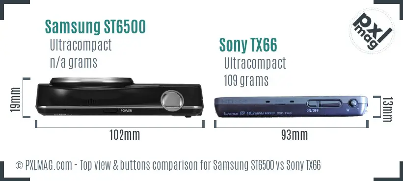 Samsung ST6500 vs Sony TX66 top view buttons comparison