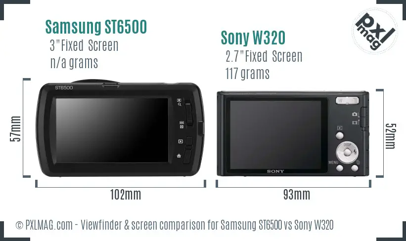 Samsung ST6500 vs Sony W320 Screen and Viewfinder comparison