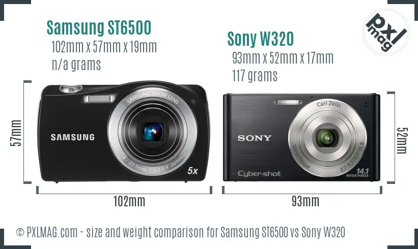 Samsung ST6500 vs Sony W320 size comparison