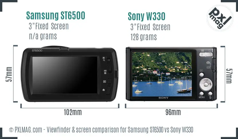 Samsung ST6500 vs Sony W330 Screen and Viewfinder comparison