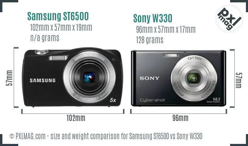 Samsung ST6500 vs Sony W330 size comparison