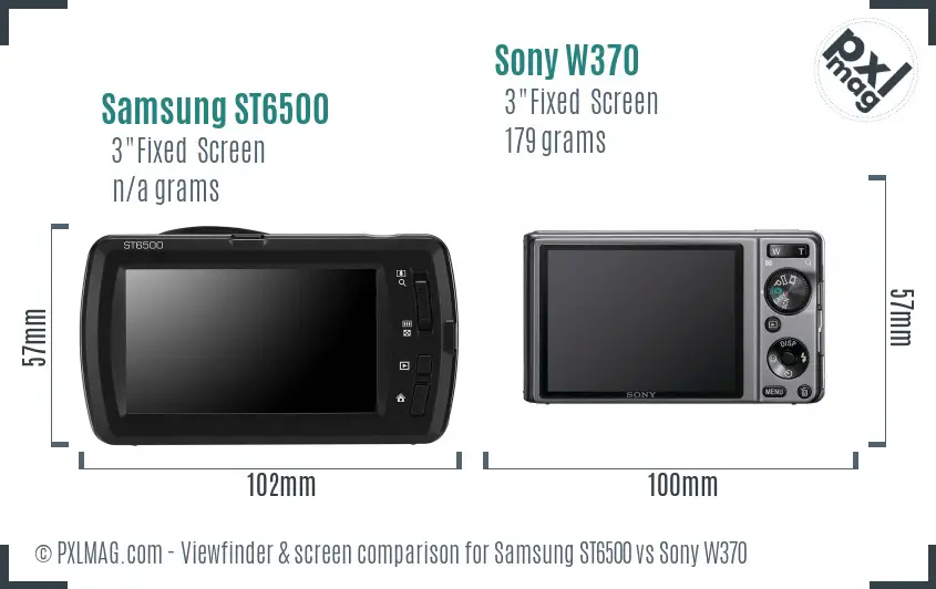 Samsung ST6500 vs Sony W370 Screen and Viewfinder comparison