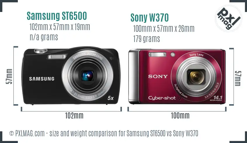 Samsung ST6500 vs Sony W370 size comparison
