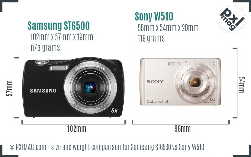 Samsung ST6500 vs Sony W510 size comparison
