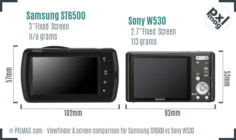 Samsung ST6500 vs Sony W530 Screen and Viewfinder comparison