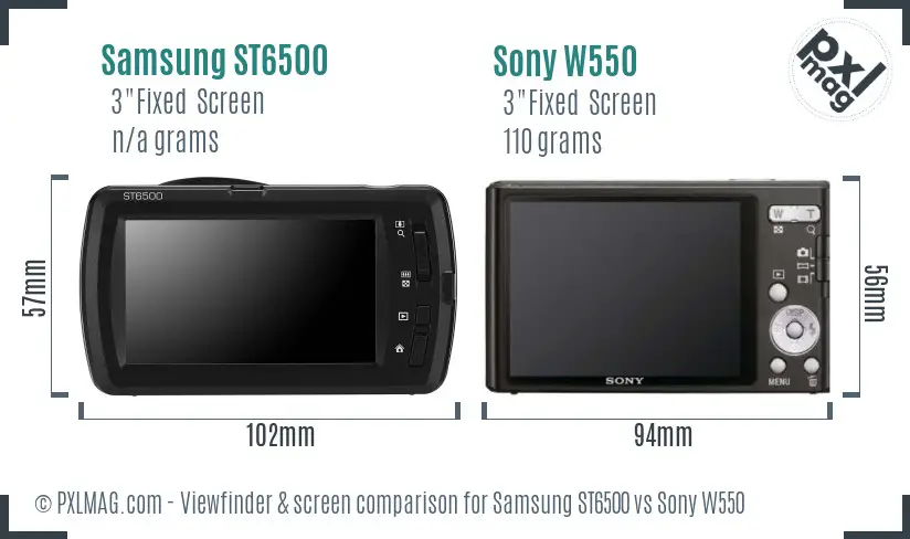 Samsung ST6500 vs Sony W550 Screen and Viewfinder comparison Samsung ST6500 vs Sony W550 Screen and Viewfinder comparison
