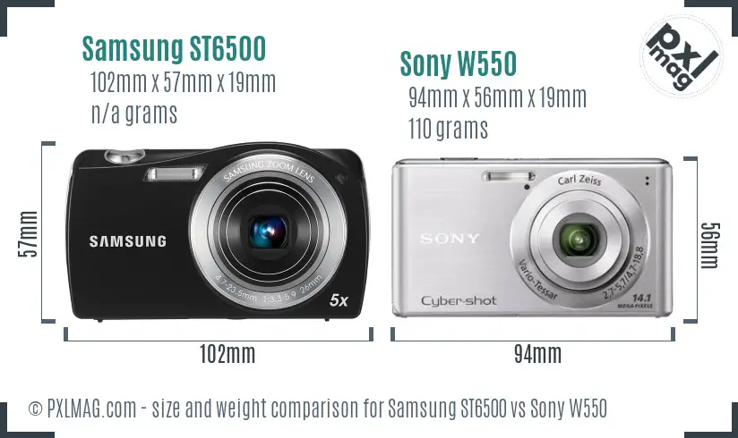 Samsung ST6500 vs Sony W550 size comparison Samsung ST6500 vs Sony W550 size comparison