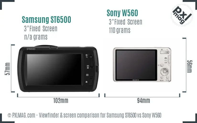 Samsung ST6500 vs Sony W560 Screen and Viewfinder comparison Samsung ST6500 vs Sony W560 Screen and Viewfinder comparison