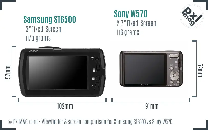 Samsung ST6500 vs Sony W570 Screen and Viewfinder comparison