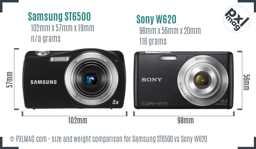 Samsung ST6500 vs Sony W620 size comparison