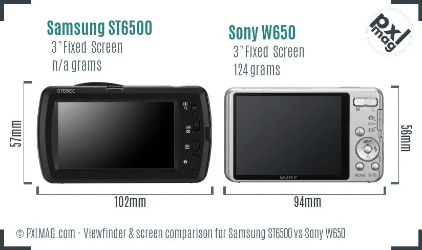 Samsung ST6500 vs Sony W650 Screen and Viewfinder comparison