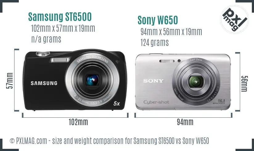 Samsung ST6500 vs Sony W650 size comparison