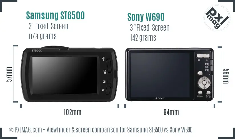 Samsung ST6500 vs Sony W690 Screen and Viewfinder comparison Samsung ST6500 vs Sony W690 Screen and Viewfinder comparison