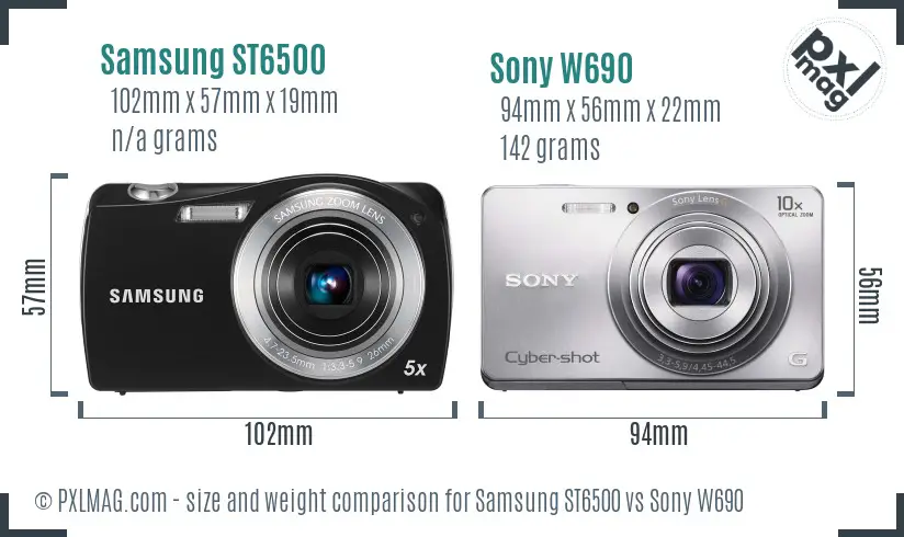 Samsung ST6500 vs Sony W690 size comparison Samsung ST6500 vs Sony W690 size comparison