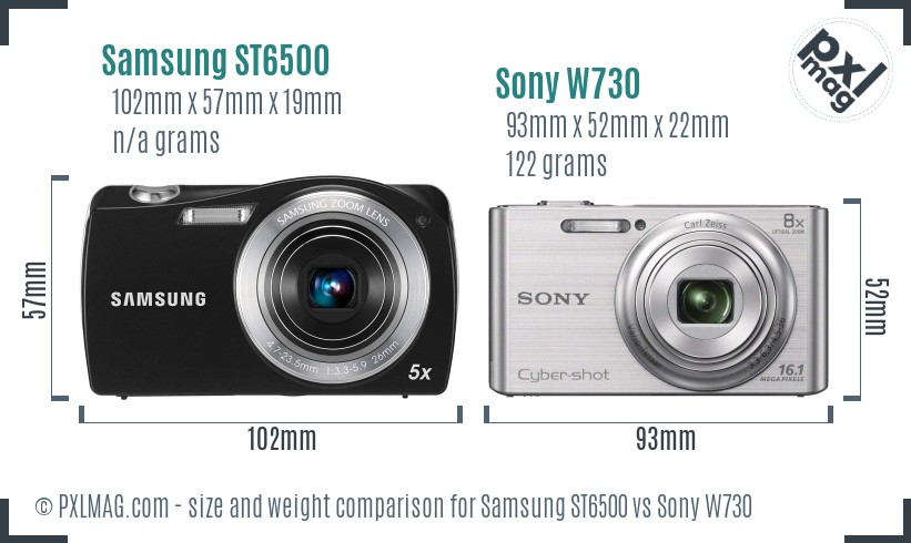 Samsung ST6500 vs Sony W730 size comparison Samsung ST6500 vs Sony W730 size comparison