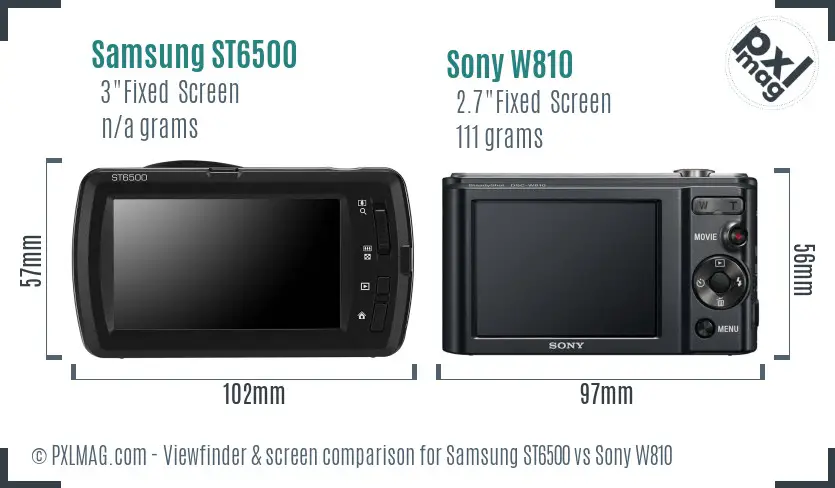 Samsung ST6500 vs Sony W810 Screen and Viewfinder comparison