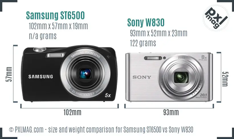 Samsung ST6500 vs Sony W830 size comparison Samsung ST6500 vs Sony W830 size comparison