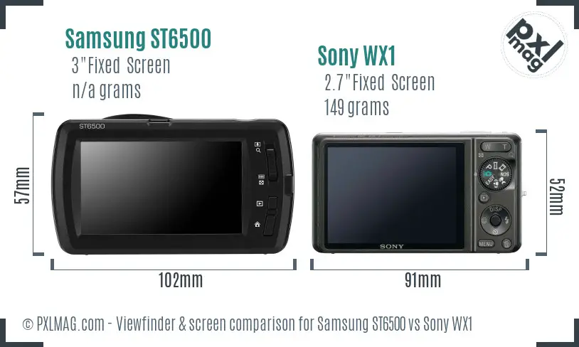 Samsung ST6500 vs Sony WX1 Screen and Viewfinder comparison