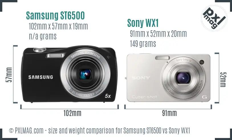 Samsung ST6500 vs Sony WX1 size comparison