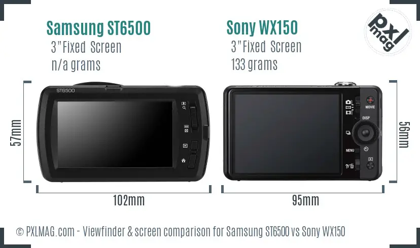 Samsung ST6500 vs Sony WX150 Screen and Viewfinder comparison Samsung ST6500 vs Sony WX150 Screen and Viewfinder comparison