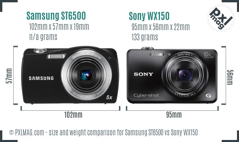 Samsung ST6500 vs Sony WX150 size comparison Samsung ST6500 vs Sony WX150 size comparison