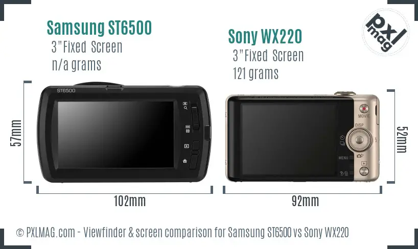 Samsung ST6500 vs Sony WX220 Screen and Viewfinder comparison