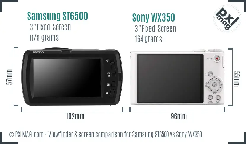 Samsung ST6500 vs Sony WX350 Screen and Viewfinder comparison
