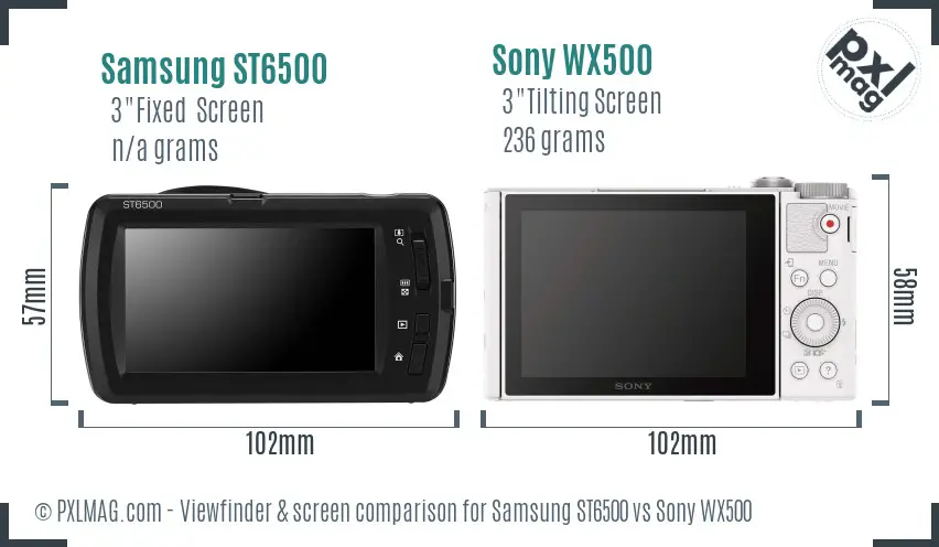 Samsung ST6500 vs Sony WX500 Screen and Viewfinder comparison