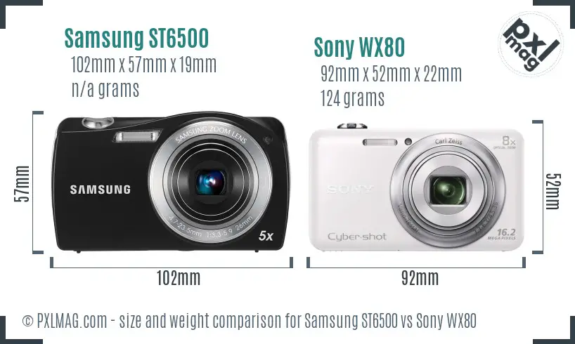 Samsung ST6500 vs Sony WX80 size comparison Samsung ST6500 vs Sony WX80 size comparison