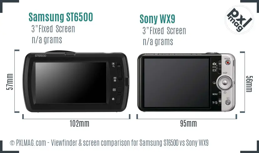 Samsung ST6500 vs Sony WX9 Screen and Viewfinder comparison