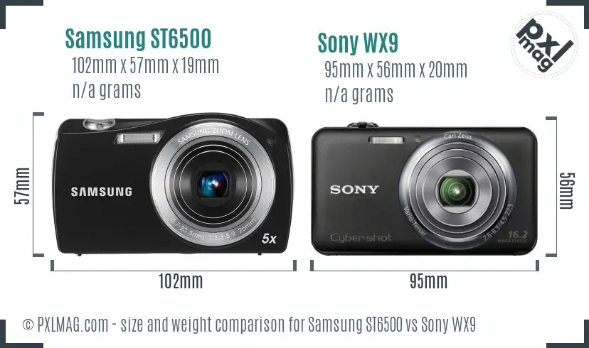 Samsung ST6500 vs Sony WX9 size comparison