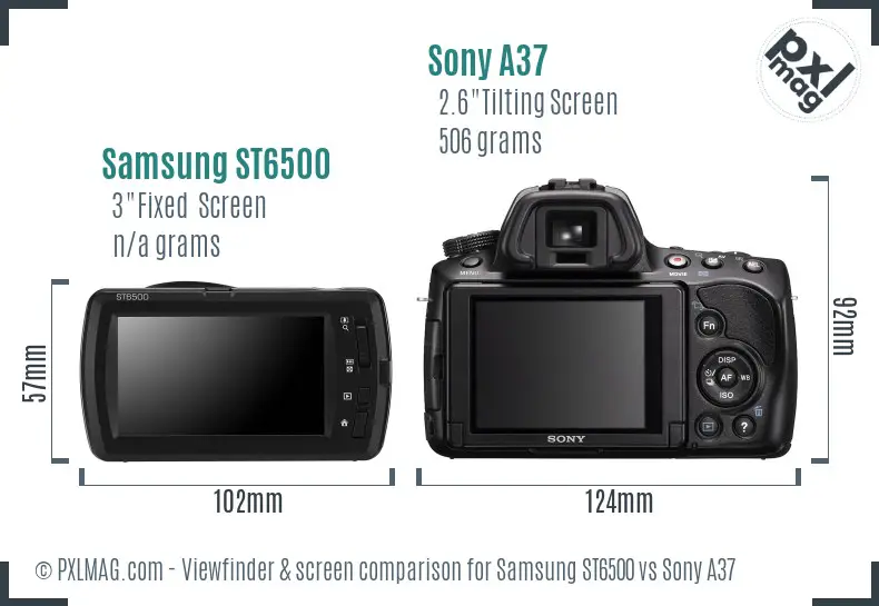 Samsung ST6500 vs Sony A37 Screen and Viewfinder comparison