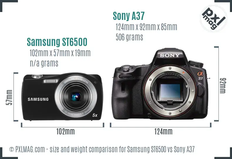 Samsung ST6500 vs Sony A37 size comparison