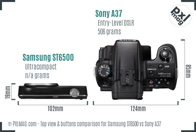 Samsung ST6500 vs Sony A37 top view buttons comparison