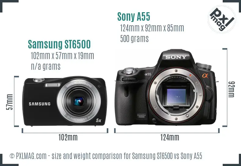 Samsung ST6500 vs Sony A55 size comparison Samsung ST6500 vs Sony A55 size comparison