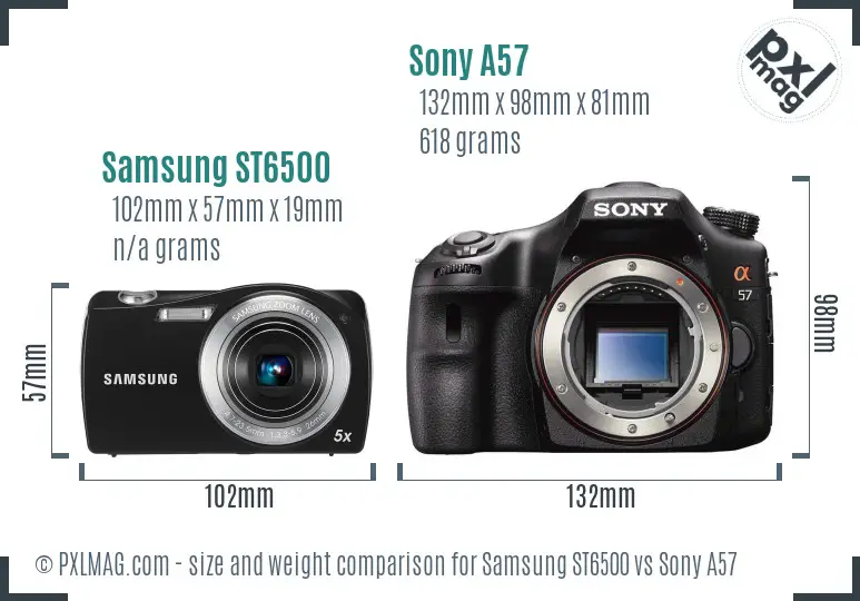 Samsung ST6500 vs Sony A57 size comparison