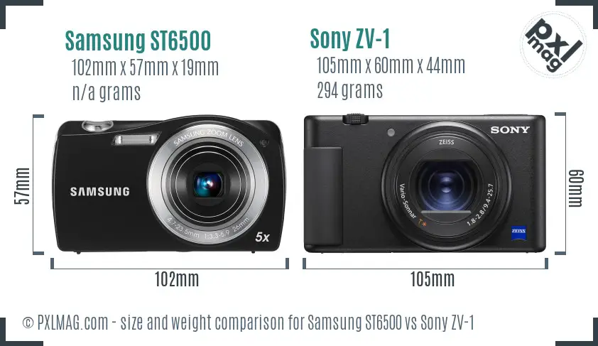 Samsung ST6500 vs Sony ZV-1 size comparison Samsung ST6500 vs Sony ZV-1 size comparison