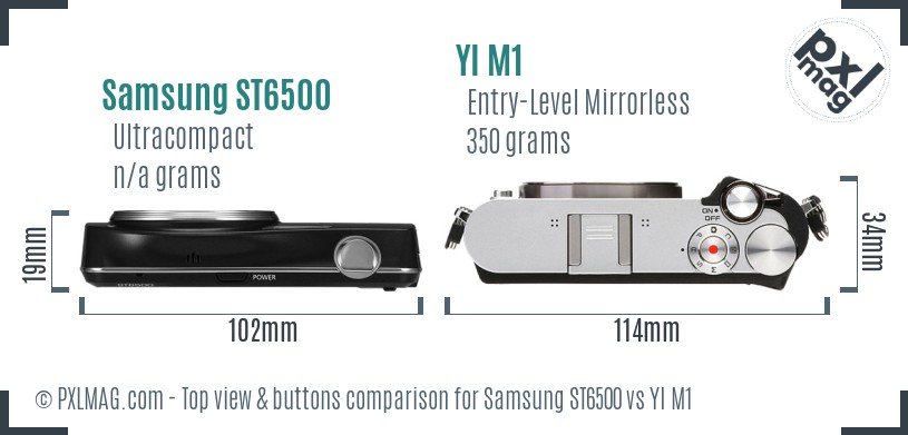 Samsung ST6500 vs YI M1 top view buttons comparison